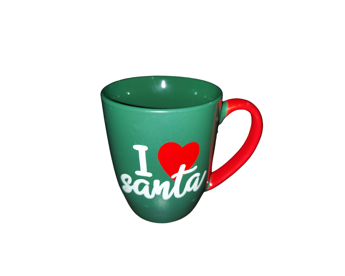 Santa coffee mug given to him by the Girl Scouts of Chillicothe Ohio